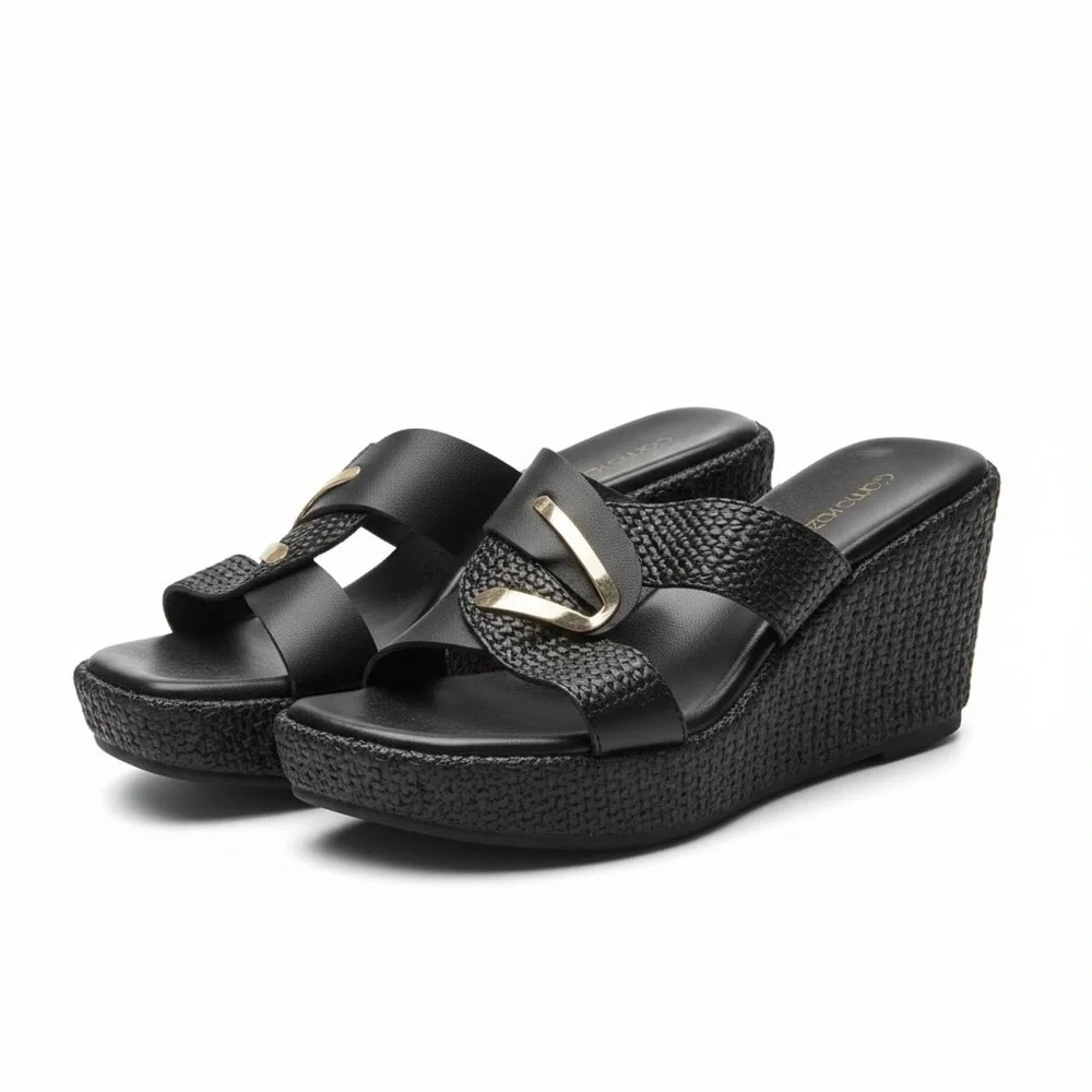 Gianna Kazakou Handmade Greek Black Leather Sandals – Size 40 (Never Worn) - Picture 3 of 8